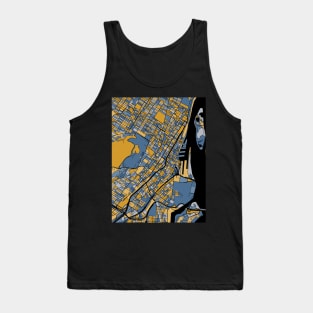 Montreal Map Pattern in Blue & Gold Tank Top